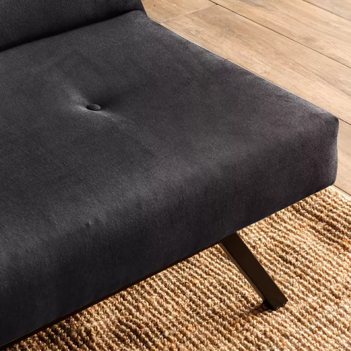 Καναπές - κρεβάτι Zola Megapap τριθέσιος υφασμάτινος χρώμα μαύρο 180x64x78εκ.