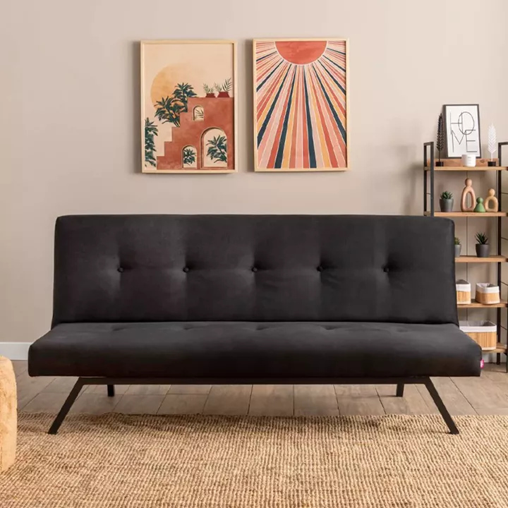 Καναπές - κρεβάτι Zola Megapap τριθέσιος υφασμάτινος χρώμα μαύρο 180x64x78εκ.