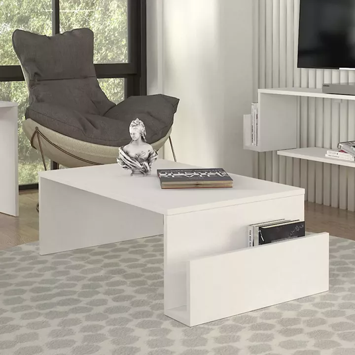 Τραπεζάκι σαλονιού Regnar Megapap χρώμα λευκό 100,6x55x31,8εκ.