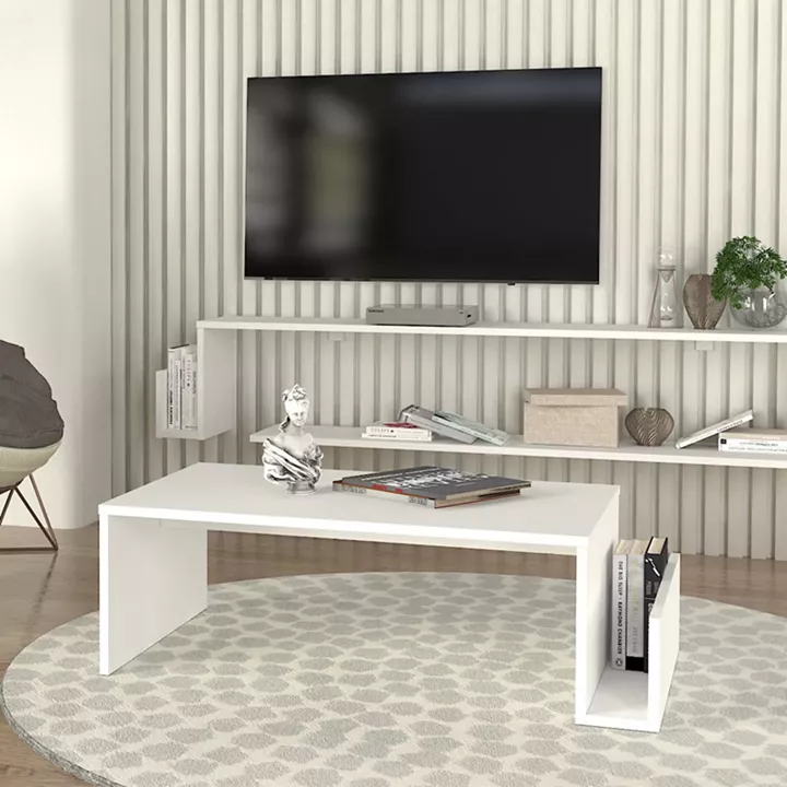 Τραπεζάκι σαλονιού Regnar Megapap χρώμα λευκό 100,6x55x31,8εκ.