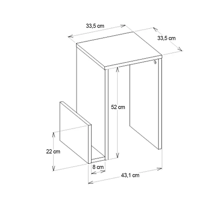 Τραπεζάκι βοηθητικό Regnar Megapap χρώμα λευκό  43,1x33,5x52εκ.