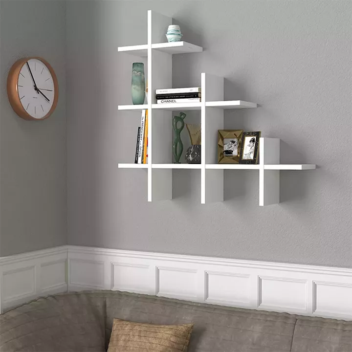 Ραφιέρα τοίχου Juke Megapap χρώμα λευκό 81,8x18x80εκ.