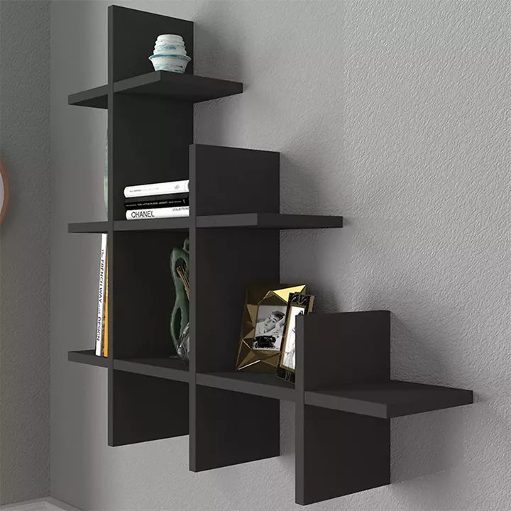 Ραφιέρα τοίχου Juke Megapap χρώμα ανθρακί 81,8x18x80εκ.