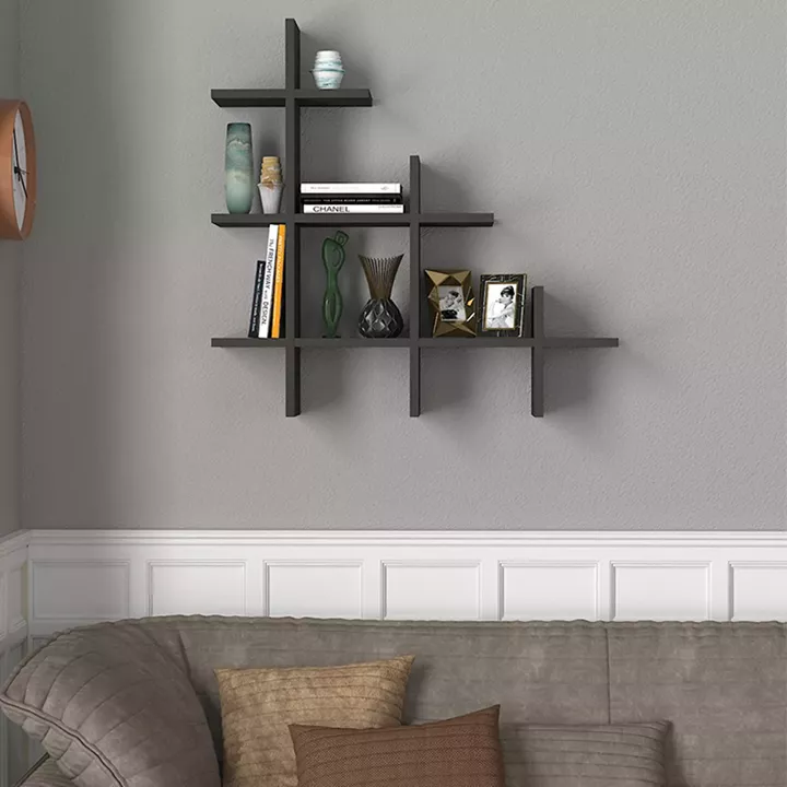 Ραφιέρα τοίχου Juke Megapap χρώμα ανθρακί 81,8x18x80εκ.