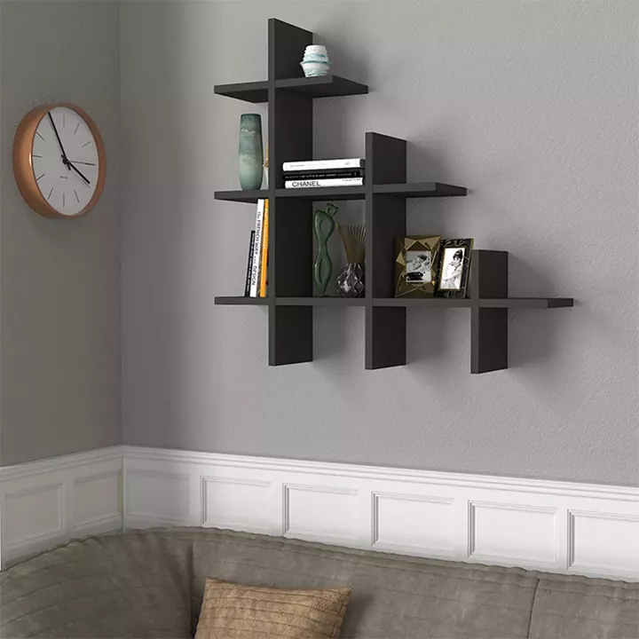 Ραφιέρα τοίχου Juke Megapap χρώμα ανθρακί 81,8x18x80εκ.