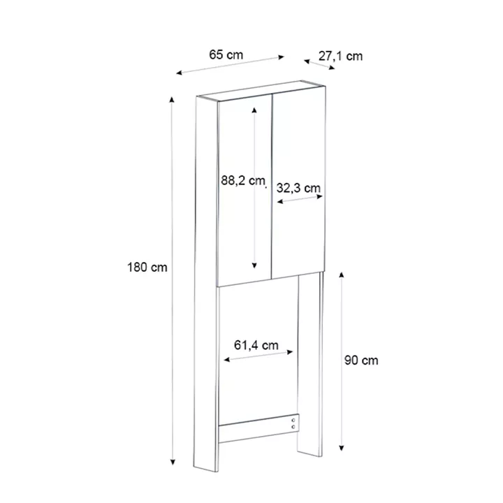 Έπιπλο πλυντηρίου Romme Megapap χρώμα μαύρο 65x27,1x180εκ.