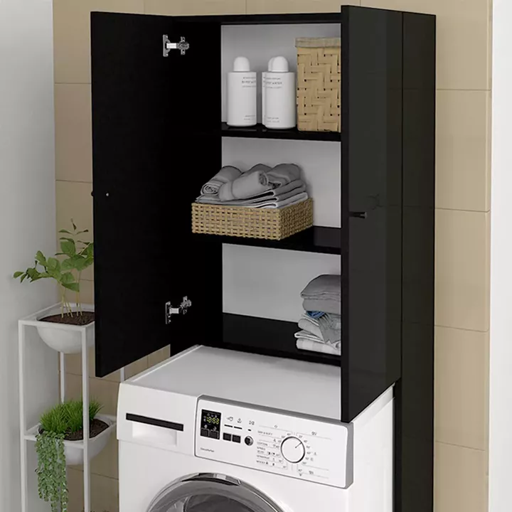 Έπιπλο πλυντηρίου Romme Megapap χρώμα μαύρο 65x27,1x180εκ.