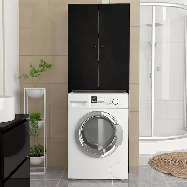 Έπιπλο πλυντηρίου Romme Megapap χρώμα μαύρο 65x27,1x180εκ.