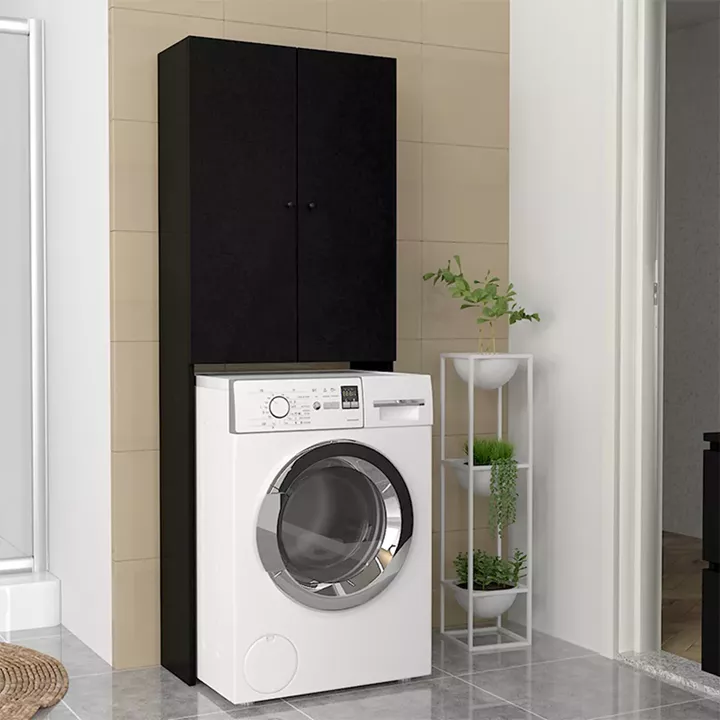 Έπιπλο πλυντηρίου Romme Megapap χρώμα μαύρο 65x27,1x180εκ.