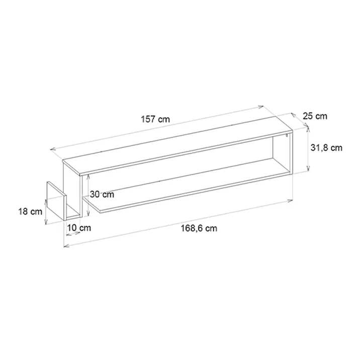 Έπιπλο τηλεόρασης επιτοίχιο Regnar Megapap χρώμα λευκό 168,6x25x31,8εκ.