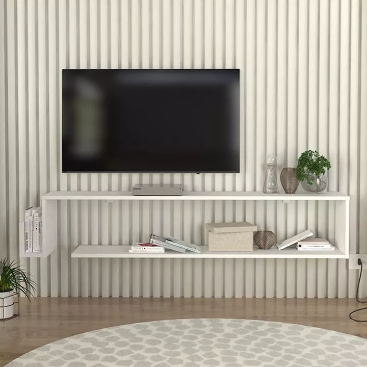 Έπιπλο τηλεόρασης επιτοίχιο Regnar Megapap χρώμα λευκό 168,6x25x31,8εκ.