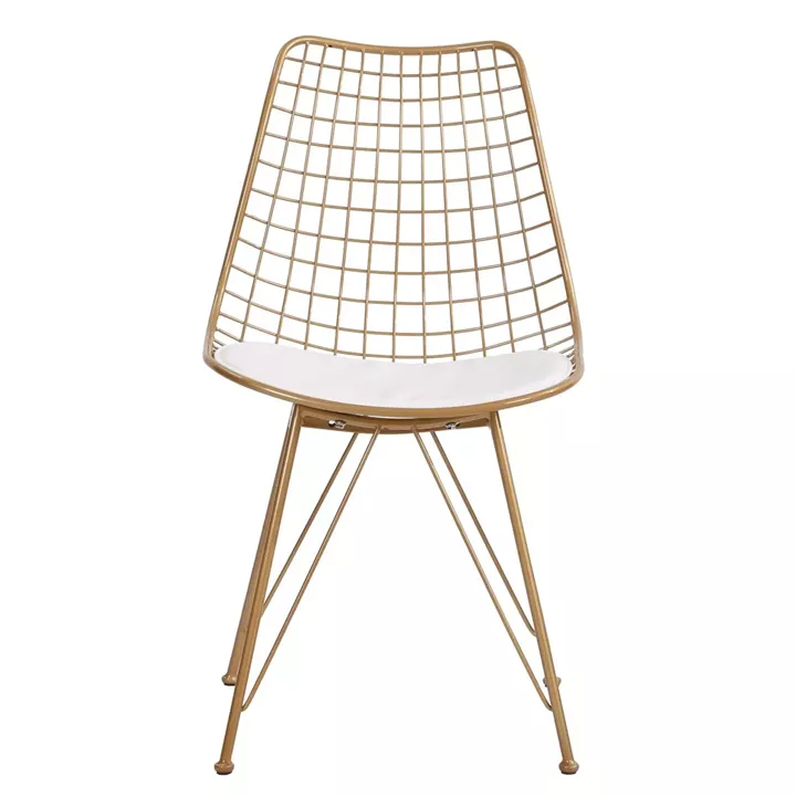 Καρέκλα Μεταλλική ArteLibre FAGUS Με Μαξιλάρι Χρυσό 49x58x83.5cm