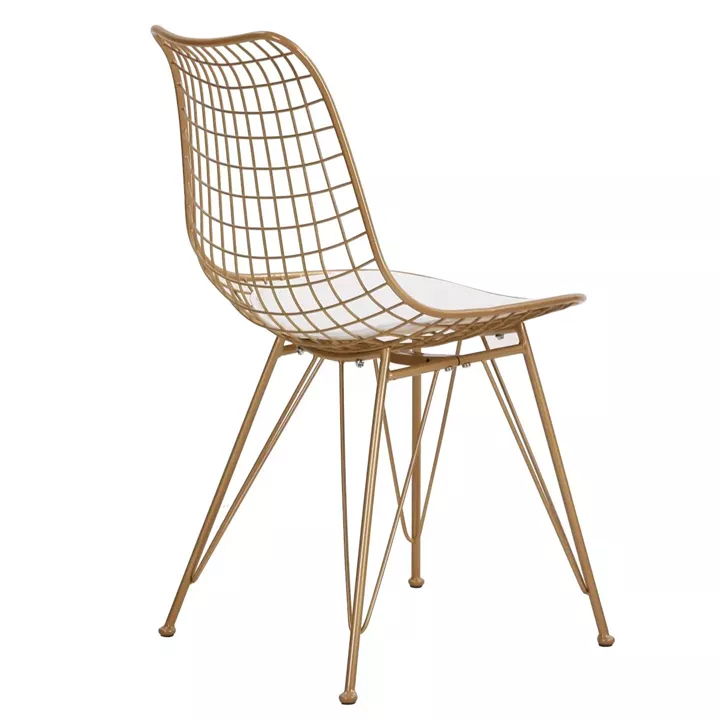 Καρέκλα Μεταλλική ArteLibre FAGUS Με Μαξιλάρι Χρυσό 49x58x83.5cm