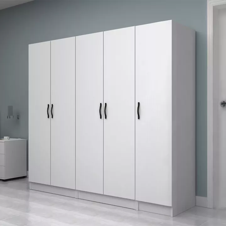 Ντουλάπα ρούχων Vivian Megapap πεντάφυλλη χρώμα λευκό 200x51,8x181εκ.