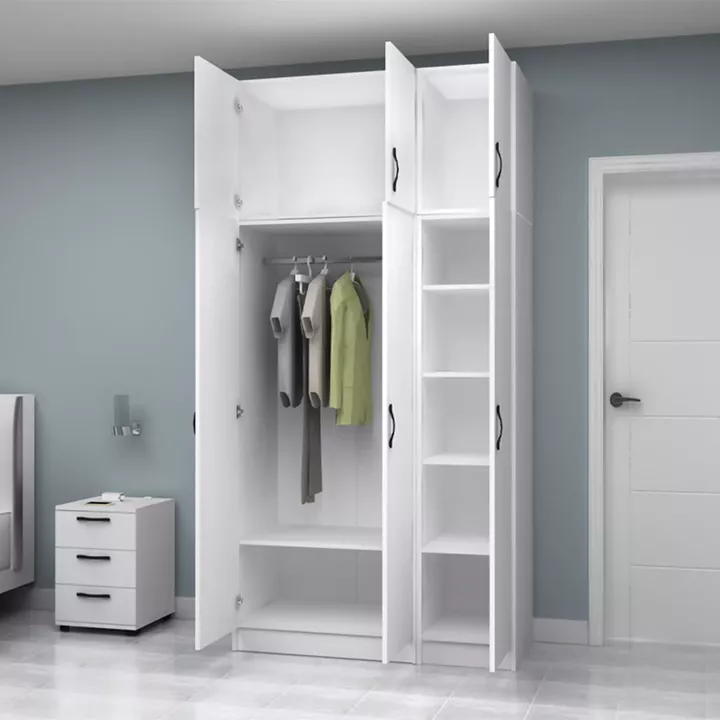 Ντουλάπα ρούχων Vivian Megapap τρίφυλλη με πατάρι χρώμα λευκό 120x51,8x240εκ.