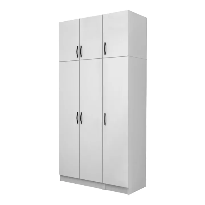 Ντουλάπα ρούχων Vivian Megapap τρίφυλλη με πατάρι χρώμα λευκό 120x51,8x240εκ.