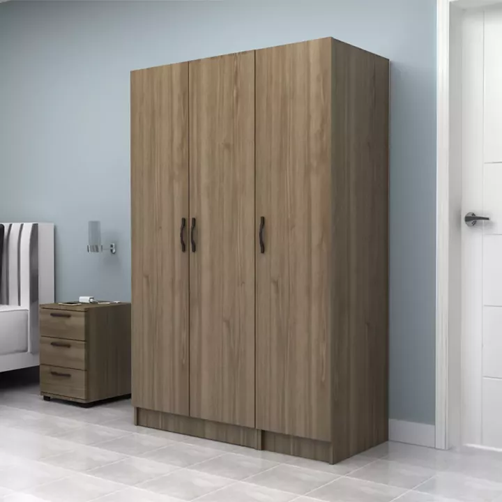 Ντουλάπα ρούχων Vivian Megapap τρίφυλλη χρώμα καρυδί 120x51,8x181εκ.