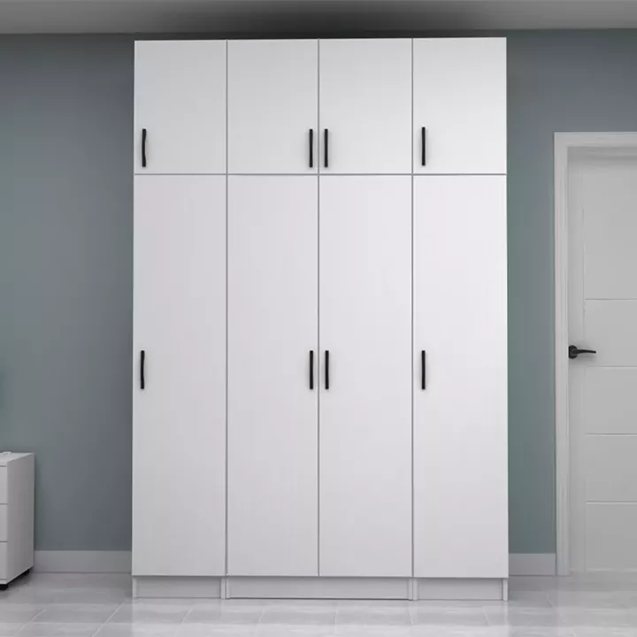 Ντουλάπα ρούχων Vivian Megapap τετράφυλλη με πατάρι χρώμα λευκό 160x51,8x240εκ.