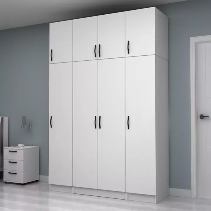 Ντουλάπα ρούχων Vivian Megapap τετράφυλλη με πατάρι χρώμα λευκό 160x51,8x240εκ.