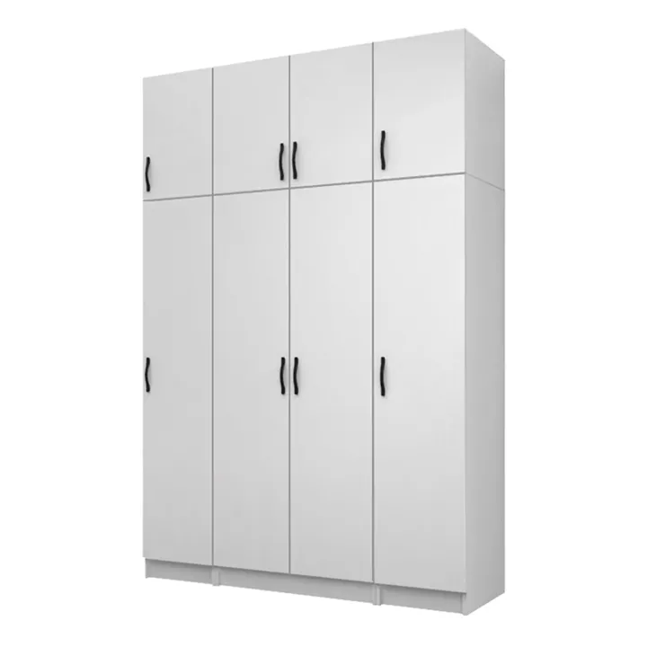 Ντουλάπα ρούχων Vivian Megapap τετράφυλλη με πατάρι χρώμα λευκό 160x51,8x240εκ.