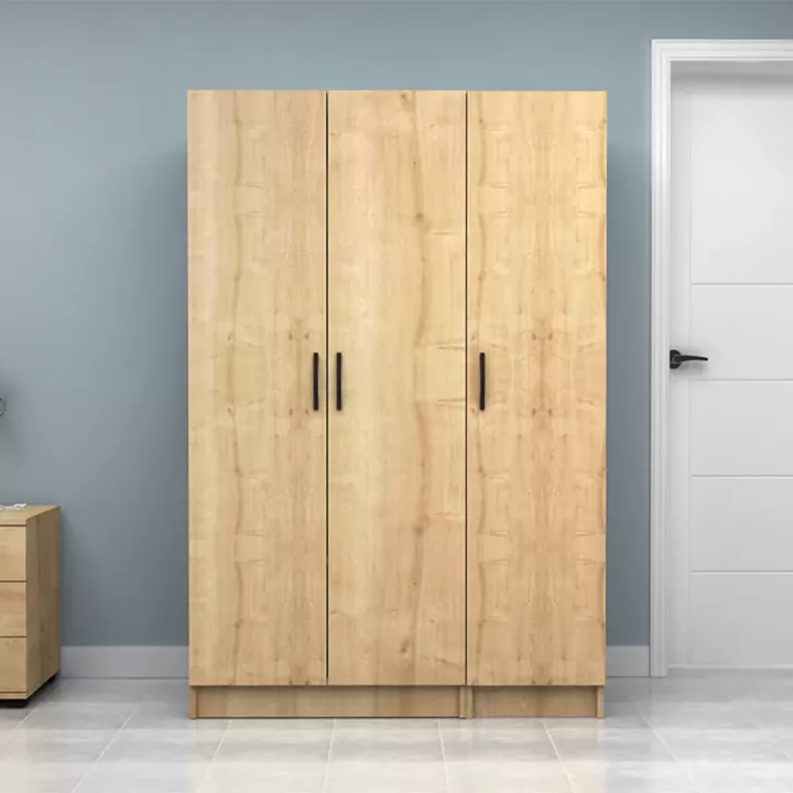 Ντουλάπα ρούχων Vivian Megapap τρίφυλλη χρώμα φυσικό οξιάς 120x51,8x181εκ.