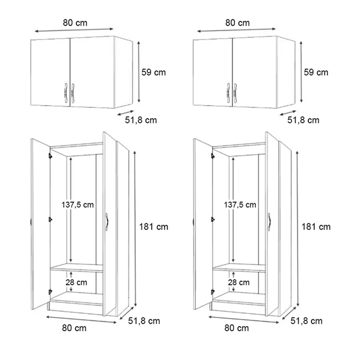 Ντουλάπα ρούχων Vivian Megapap τετράφυλλη με πατάρι χρώμα φυσικό οξιάς 160x51,8x240εκ.