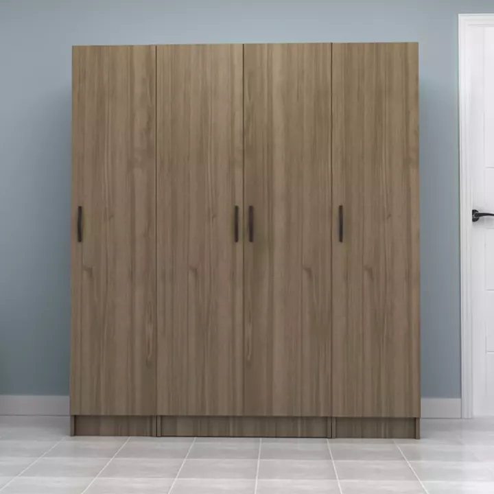 Ντουλάπα ρούχων Vivian Megapap τετράφυλλη χρώμα καρυδί 160x51,8x181εκ.