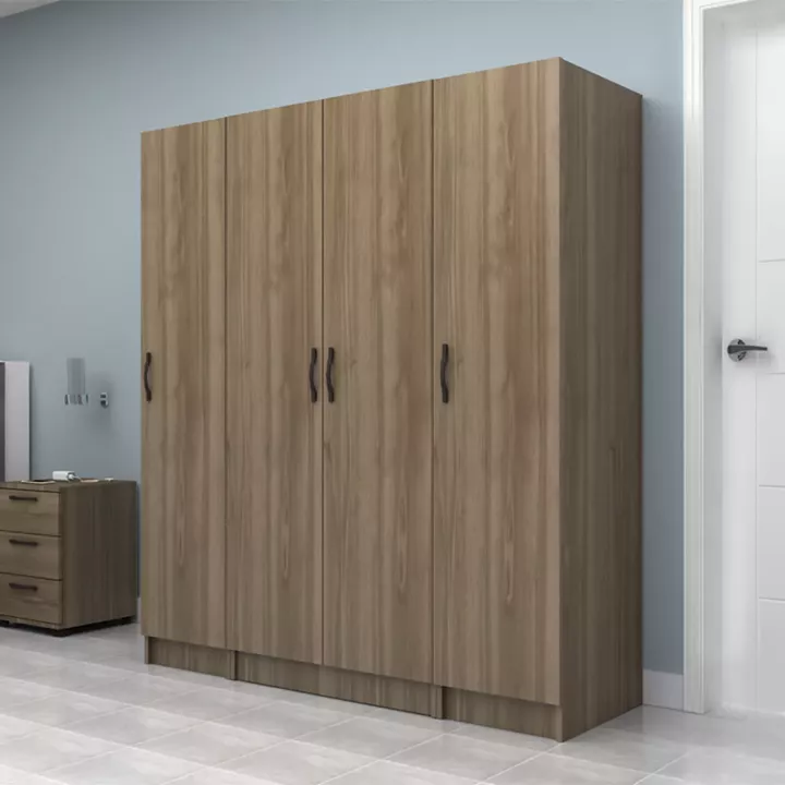Ντουλάπα ρούχων Vivian Megapap τετράφυλλη χρώμα καρυδί 160x51,8x181εκ.