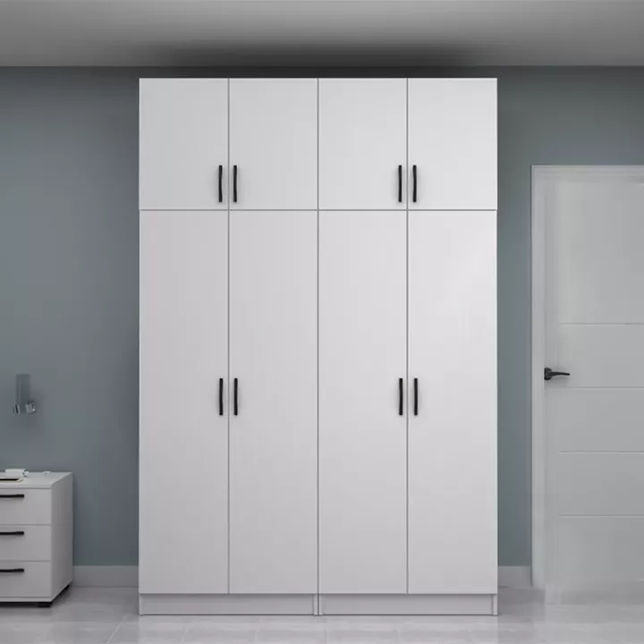 Ντουλάπα ρούχων Vivian Megapap τετράφυλλη με πατάρι χρώμα λευκό 160x51,8x240εκ.