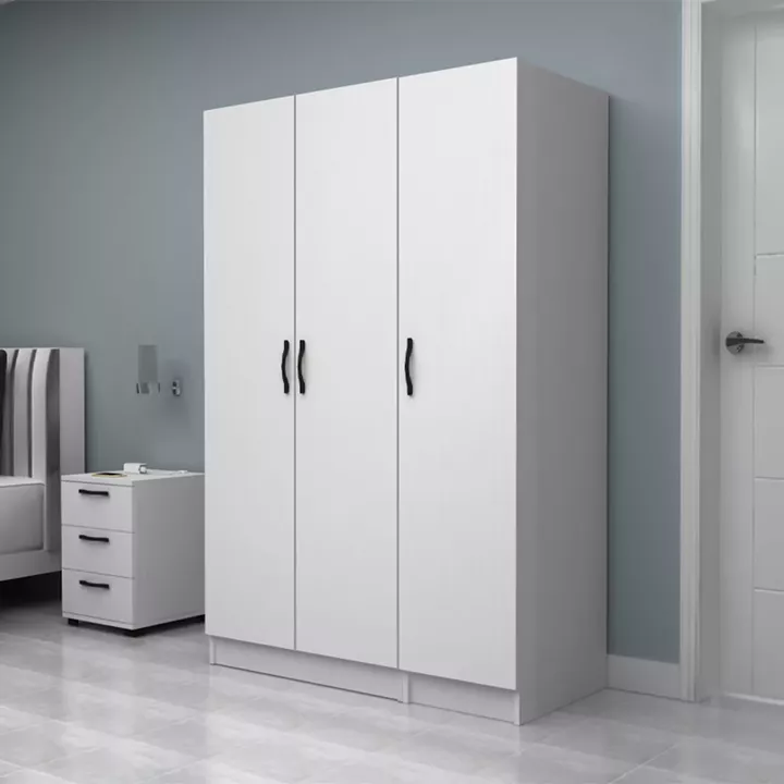 Ντουλάπα ρούχων Vivian Megapap τρίφυλλη χρώμα λευκό 120x51,8x181εκ.