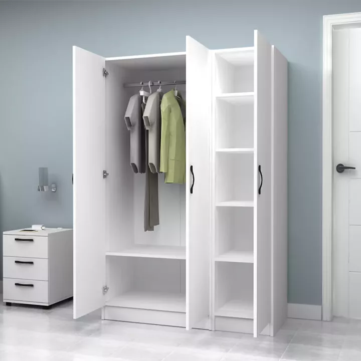 Ντουλάπα ρούχων Vivian Megapap τρίφυλλη χρώμα λευκό 120x51,8x181εκ.