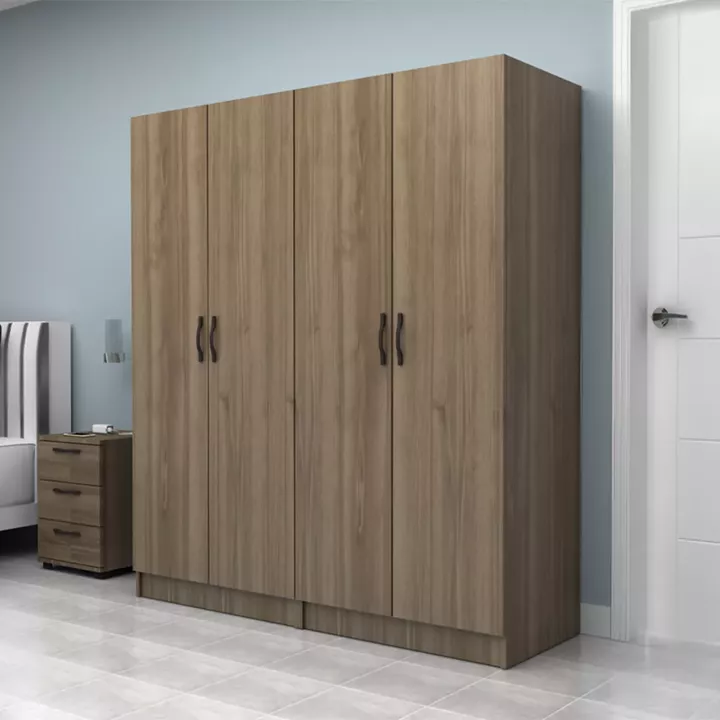Ντουλάπα ρούχων Vivian Megapap τετράφυλλη χρώμα καρυδί 160x51,8x181εκ.