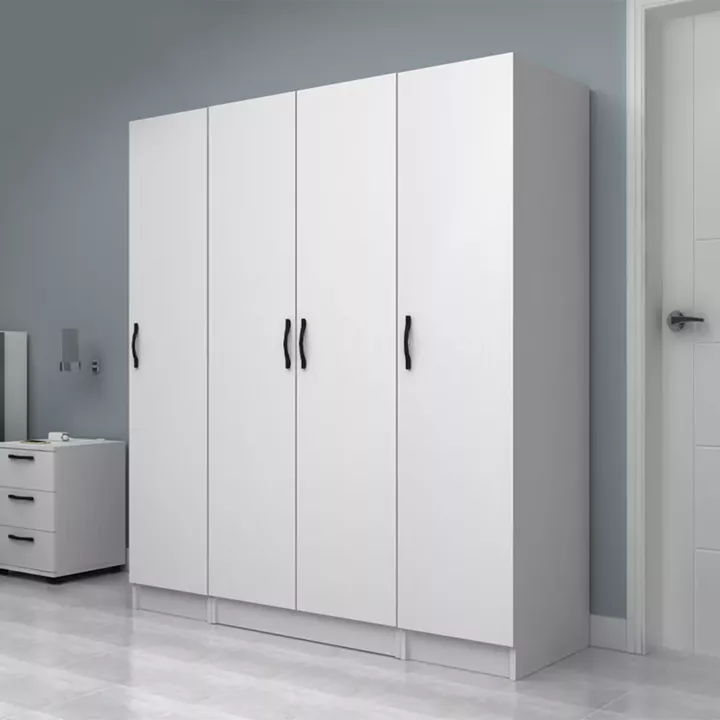 Ντουλάπα ρούχων Vivian Megapap τετράφυλλη χρώμα λευκό 160x51,8x181εκ.