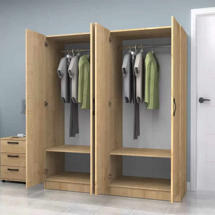 Ντουλάπα ρούχων Vivian Megapap τετράφυλλη χρώμα φυσικό οξιάς 160x51,8x181εκ.