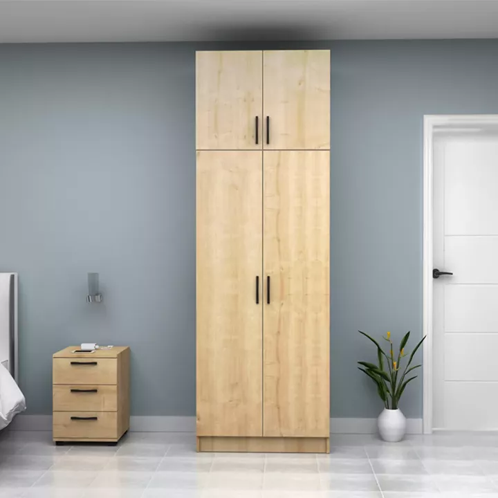 Ντουλάπα ρούχων Vivian Megapap δίφυλλη με πατάρι χρώμα φυσικό οξιάς 80x51,8x240εκ.