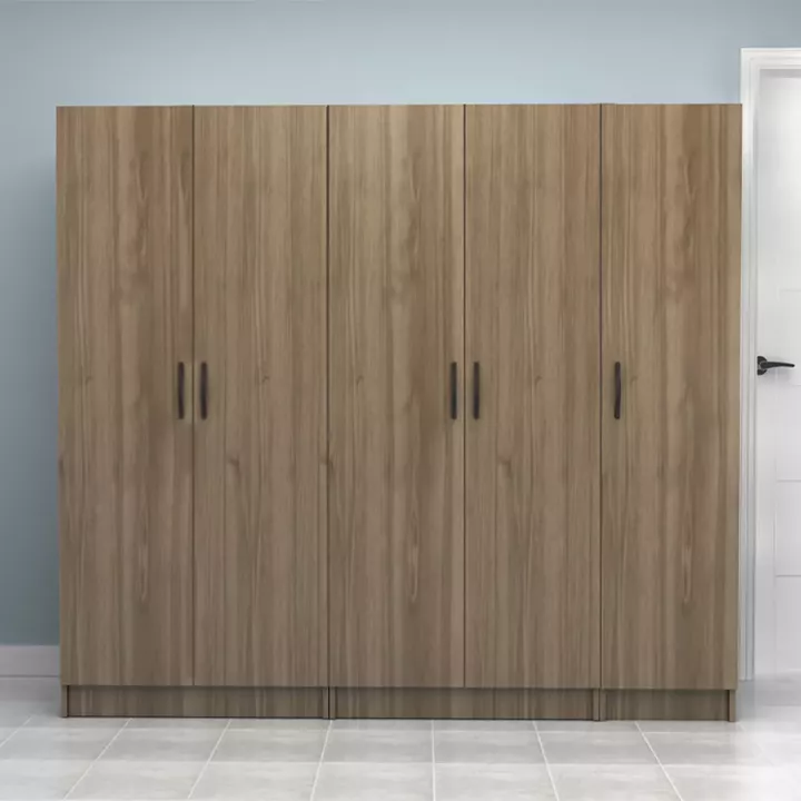 Ντουλάπα ρούχων Vivian Megapap πεντάφυλλη χρώμα καρυδί 200x51,8x181εκ.