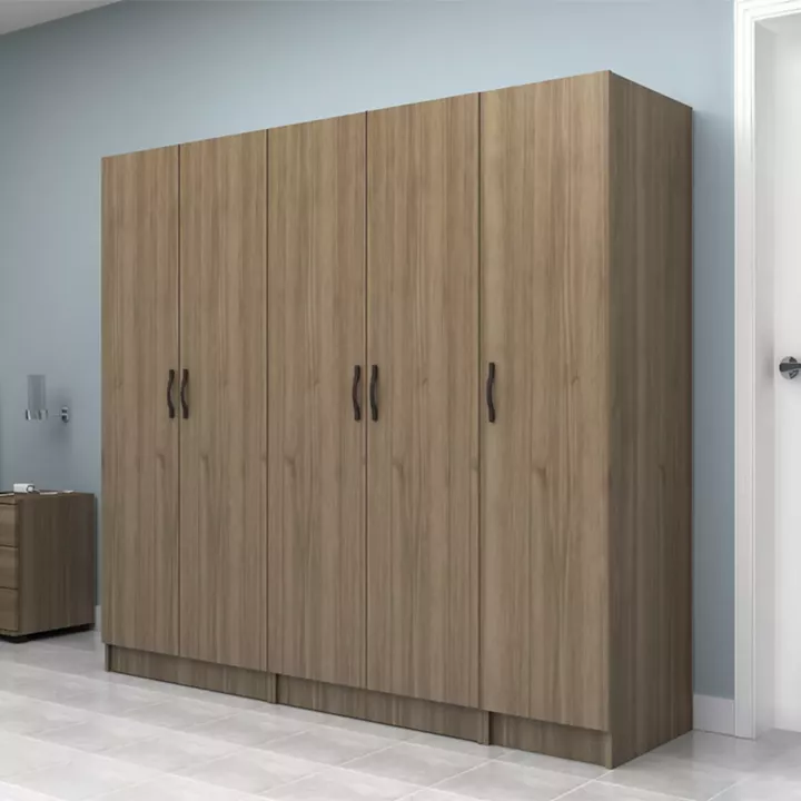 Ντουλάπα ρούχων Vivian Megapap πεντάφυλλη χρώμα καρυδί 200x51,8x181εκ.