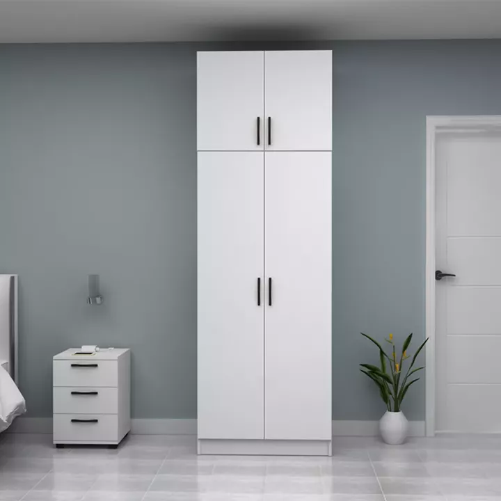 Ντουλάπα ρούχων Vivian Megapap δίφυλλη με πατάρι χρώμα λευκό 80x51,8x240εκ.