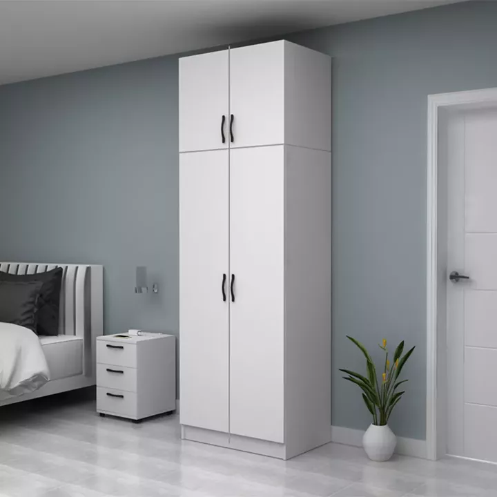 Ντουλάπα ρούχων Vivian Megapap δίφυλλη με πατάρι χρώμα λευκό 80x51,8x240εκ.