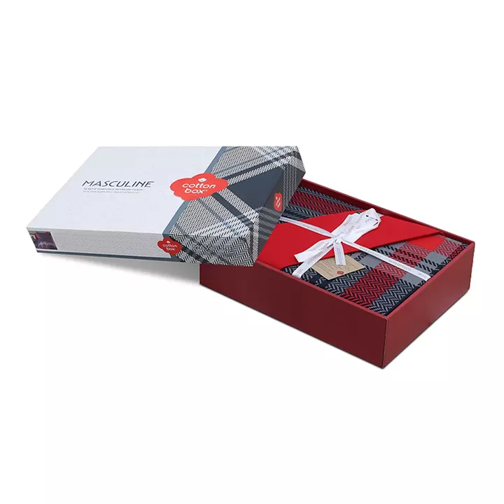 Σετ παπλωματοθήκη Abel Cotton Box 4 τμχ Διπλή (200x220) χρώμα σκούρο μπλε - κόκκινο