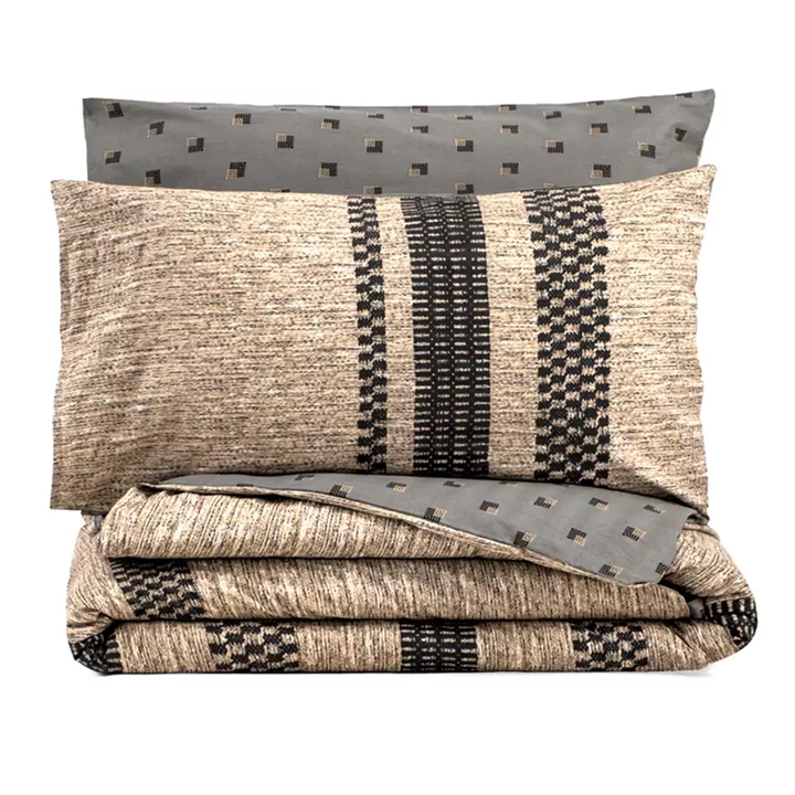 Σετ παπλωματοθήκη Arlo Cotton Box 3 τμχ Μονή (160x220) χρώμα καφέ - γκρι