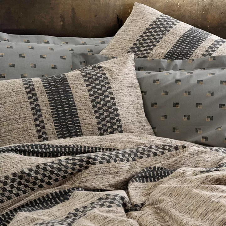 Σετ παπλωματοθήκη Arlo Cotton Box 3 τμχ Μονή (160x220) χρώμα καφέ - γκρι