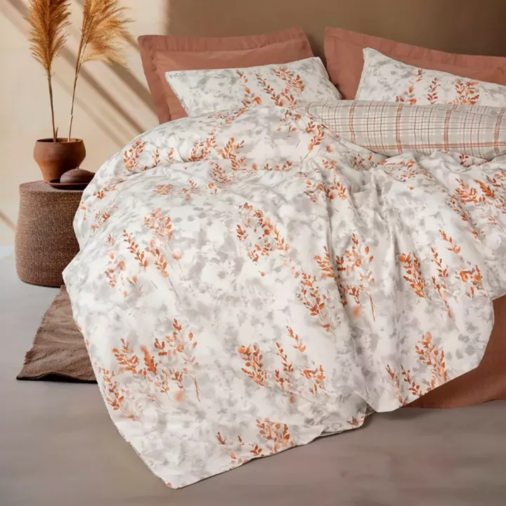 Σετ παπλωματοθήκη Lamina Cotton Box 3 τμχ Μονή (160x220) χρώμα cinnamon