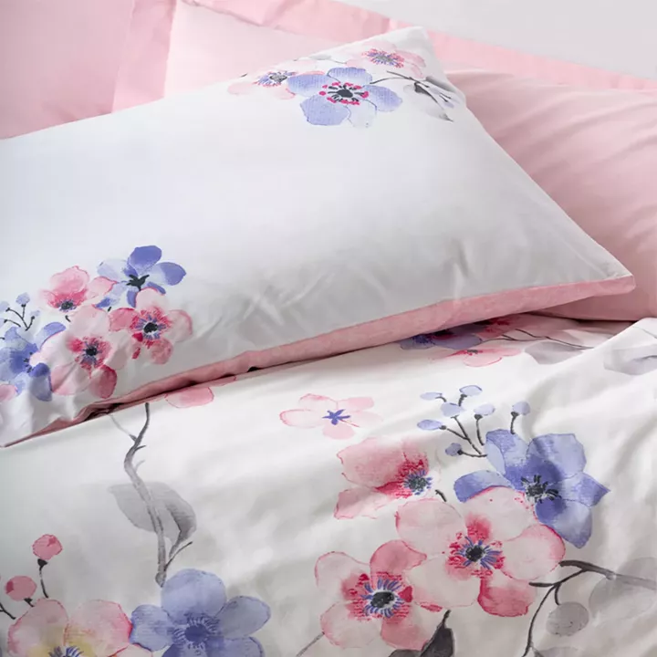 Σετ παπλωματοθήκη Jayda Cotton Box 3 τμχ Μονή (160x220) χρώμα ροζ - λευκό