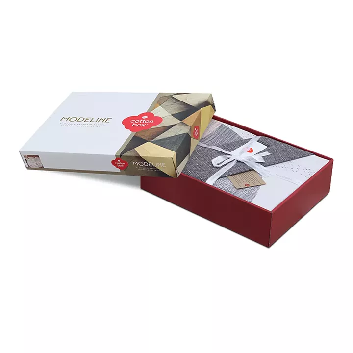 Σετ παπλωματοθήκη Leron Cotton Box 4 τμχ Διπλή (200x220) χρώμα γκρι