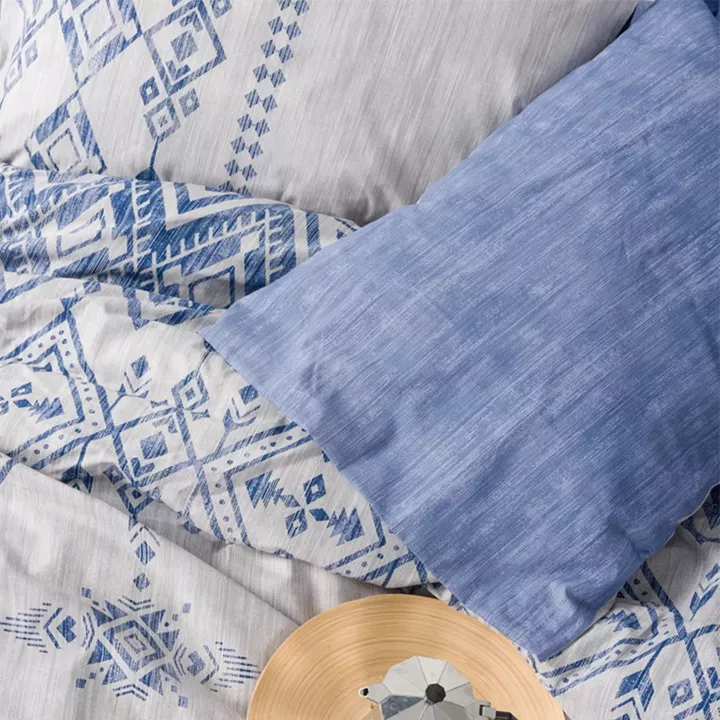 Σετ παπλωματοθήκη Cleo Cotton Box 4 τμχ Διπλή (200x220) χρώμα μπλε