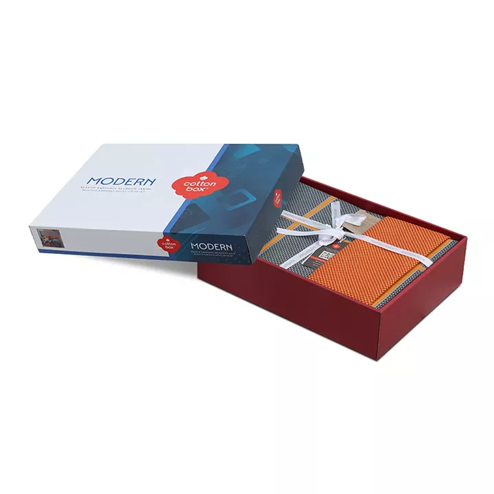 Σετ παπλωματοθήκη Stark Cotton Box 3 τμχ Μονή (160x220) χρώμα cinnamon - μπλε