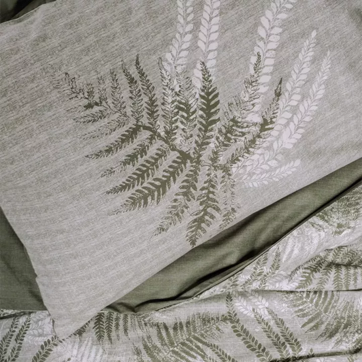 Σετ παπλωματοθήκη Frond Cotton Box 4 τμχ Διπλή (200x220) χρώμα χακί