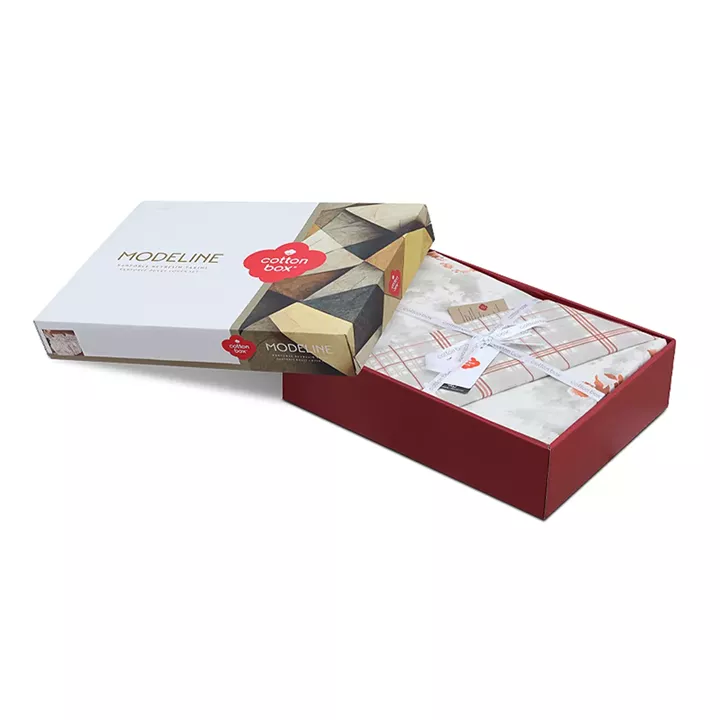 Σετ παπλωματοθήκη Lamina Cotton Box 4 τμχ Διπλή (200x220) χρώμα cinnamon