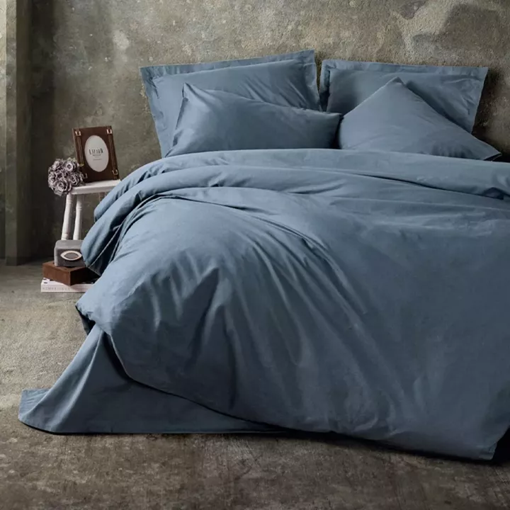 Σετ παπλωματοθήκη Plain Cotton Box 4 τμχ Διπλή (200x220) χρώμα ανθρακί